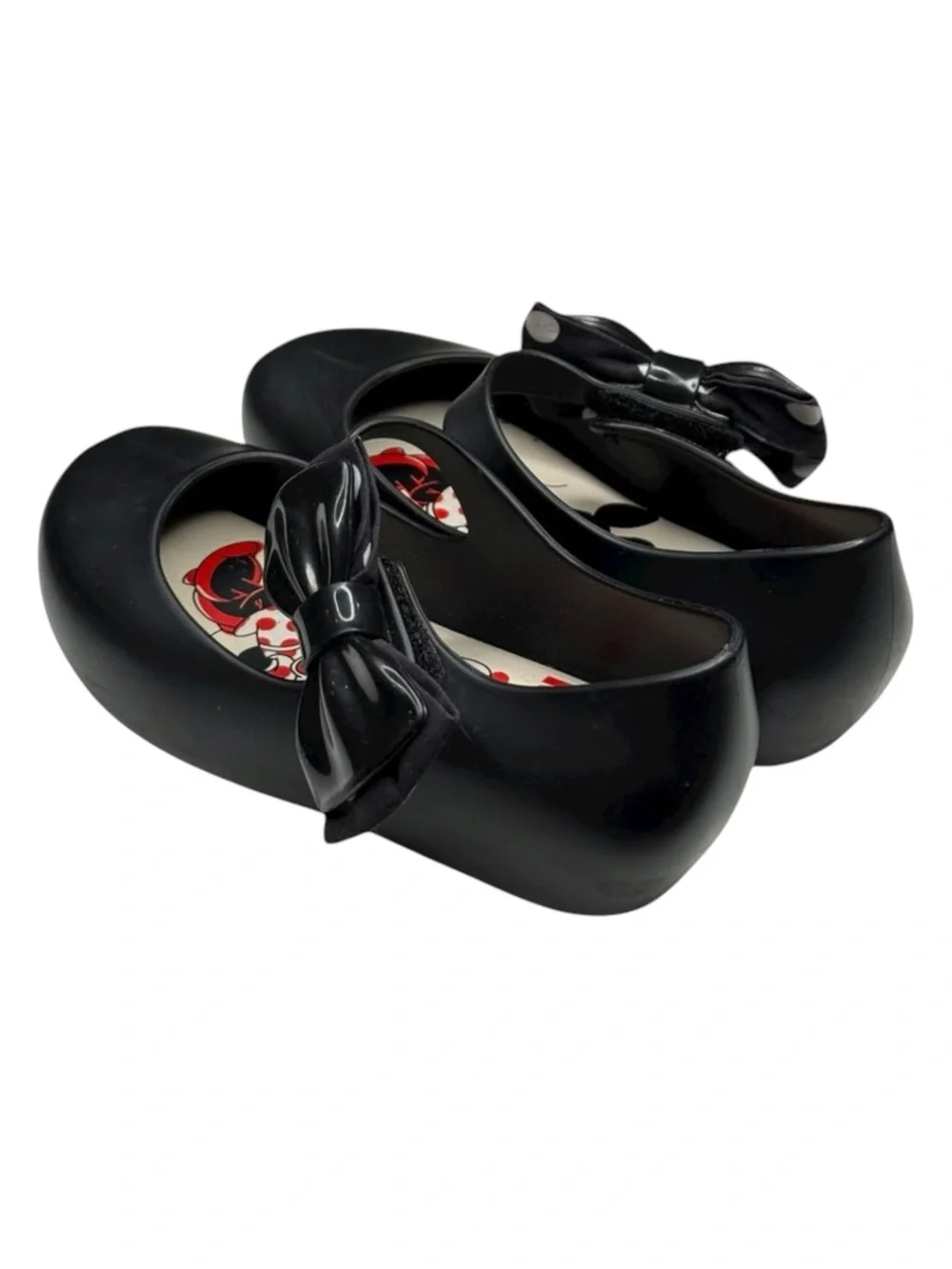 Mini Melissa 𖠌 Minnie Mouse Disney Ultra Bow Jelly Flat Shoes 𖠌 Black 𖠌 Girls 10